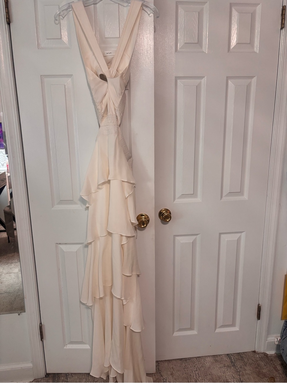 A.L.C. NWT Cream Tiered Ruffle Maxi Dress size 8